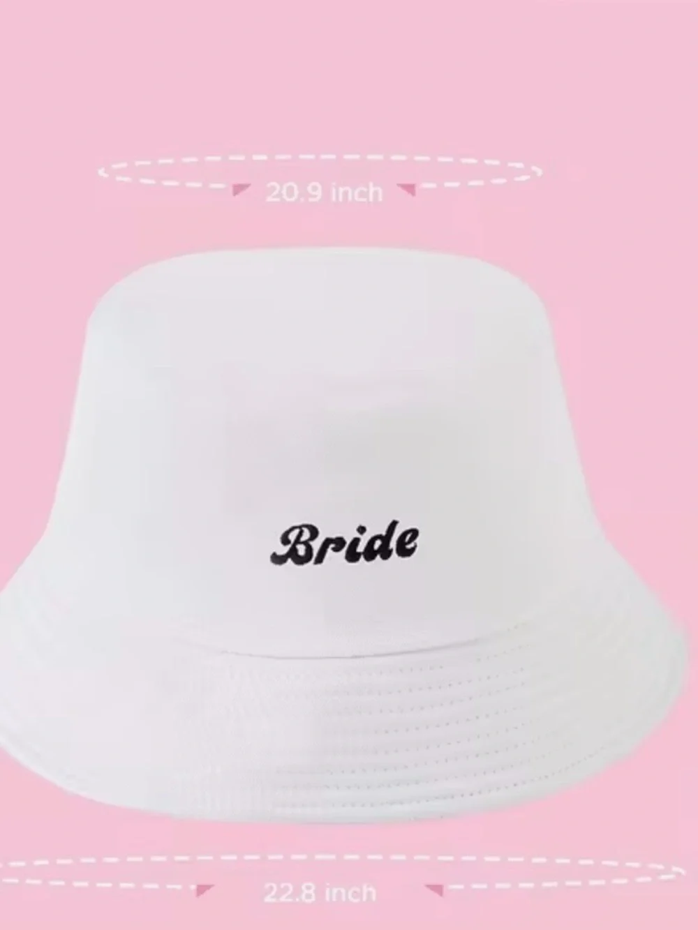 NWT White Adjustable Bride Embroidered Bucket Hat, Summer Hats, O/S
